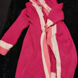 Collection B Pink and White Striped Cardigan